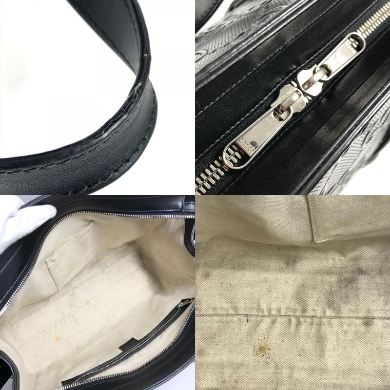 Gucci Shoulder Bag Logo Leather Black