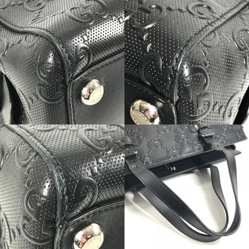 Gucci Shoulder Bag Logo Leather Black