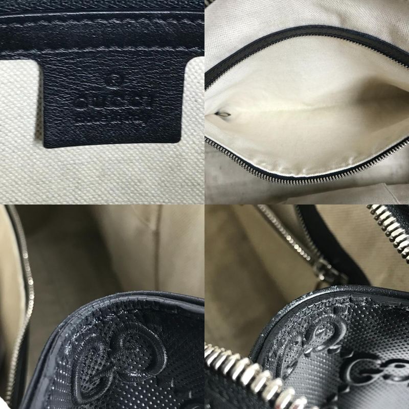 Gucci Shoulder Bag Logo Leather Black