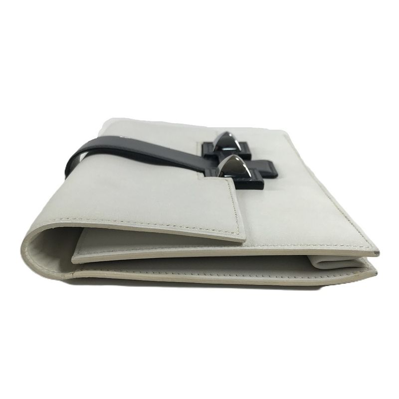 Hermes Clutch Medle Leather White Navy