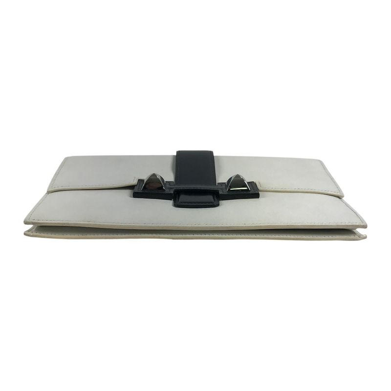 Hermes Clutch Medle Leather White Navy