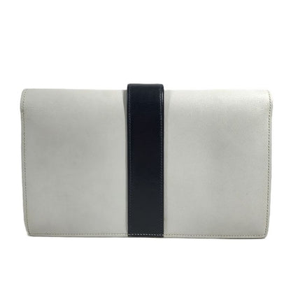 Hermes Clutch Medle Leather White Navy