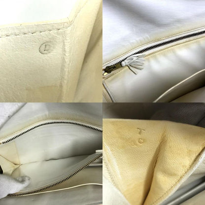 Hermes Clutch Medle Leather White Navy