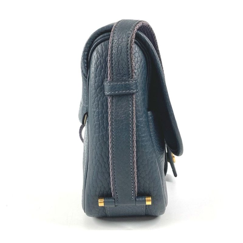 Hermes Shoulder Bag Logo Noumea Leather Navy
