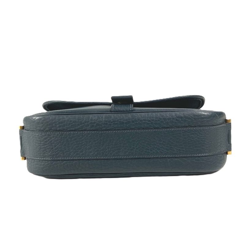 Hermes Shoulder Bag Logo Noumea Leather Navy