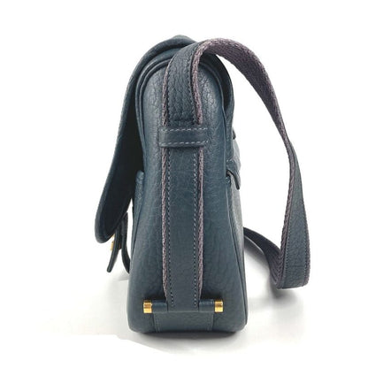 Hermes Shoulder Bag Logo Noumea Leather Navy