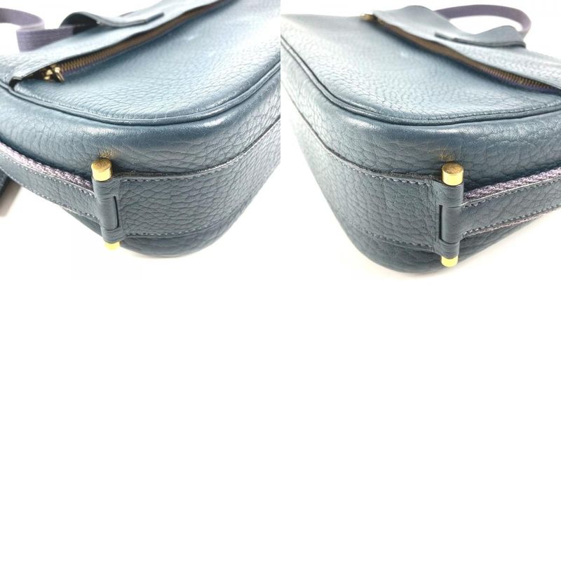 Hermes Shoulder Bag Logo Noumea Leather Navy