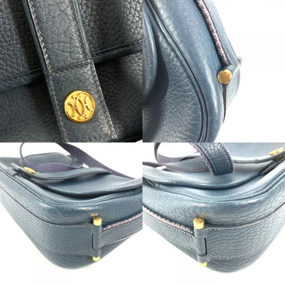Hermes Shoulder Bag Logo Noumea Leather Navy