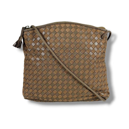 Bottega Veneta Intrecciato Shoulder Bag Pochette Leather Cotton