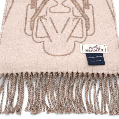Hermes Cashmere Scarf Tet-a-tet-equestre Taupe Grey Bicolor