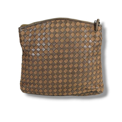 Bottega Veneta Intrecciato Shoulder Bag Pochette Leather Cotton