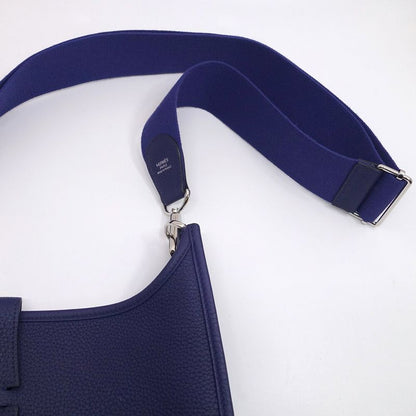 Hermes Evelyne 3 PM Shoulder Bag Taurillon Clemence Blue Silver