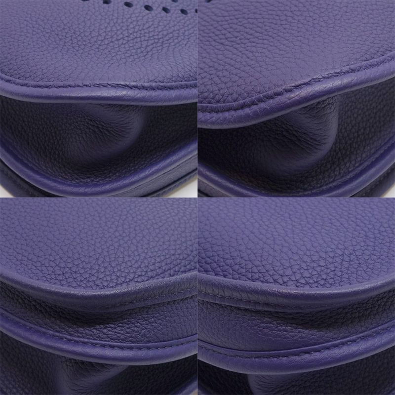 Hermes Evelyne 3 PM Shoulder Bag Taurillon Clemence Blue Silver