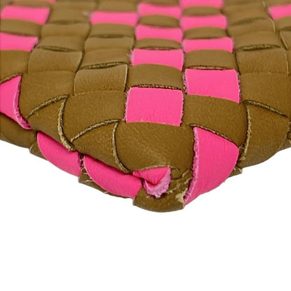 Bottega Veneta Clutch Intrecciato Light Brown Pink Leather