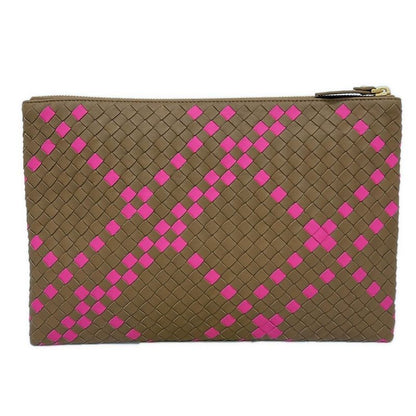 Bottega Veneta Clutch Intrecciato Light Brown Pink Leather