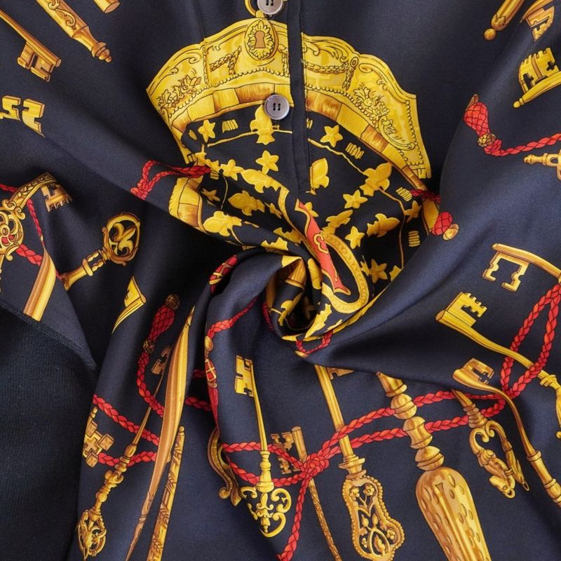 Hermes Vintage Shirt Blouse Long Sleeve All Pattern Silk