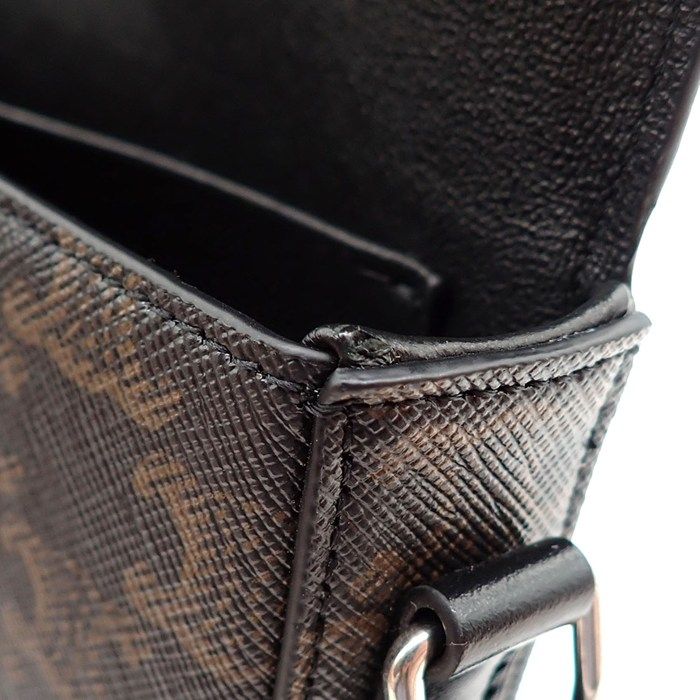 Celine Small Triomphe Cross Black Canvas Calfskin Crossbody