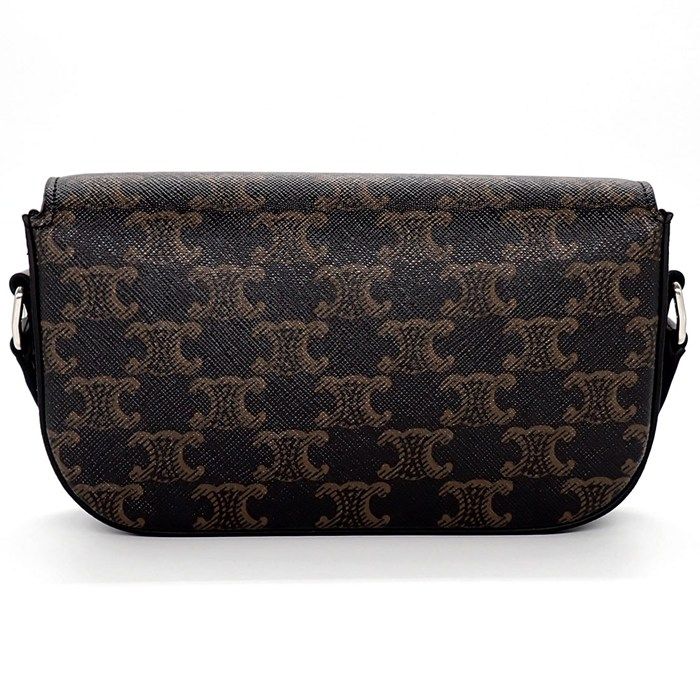 Celine Small Triomphe Cross Black Canvas Calfskin Crossbody