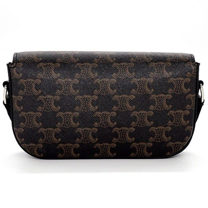 Celine Small Triomphe Cross Black Canvas Calfskin Crossbody