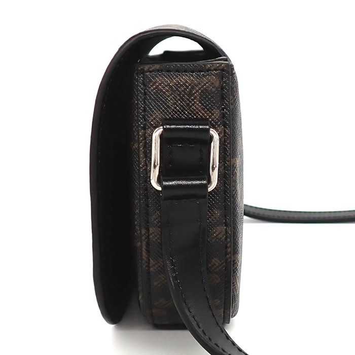Celine Small Triomphe Cross Black Canvas Calfskin Crossbody