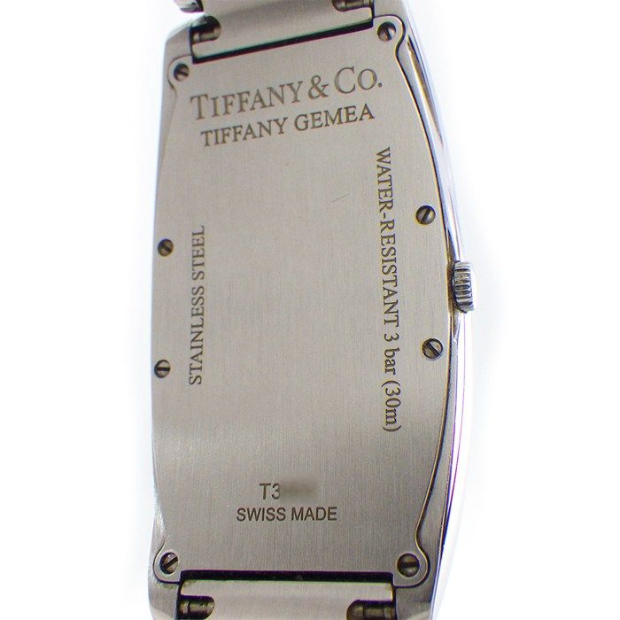 Tiffany & Co Watch Gemea Tonneau Black Dial Roman Index SS Quartz Analog
