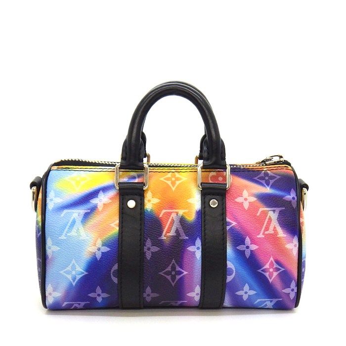 Louis Vuitton Shoulder Bag Keepall XS Multicolor Monogram Sunset Black Leather