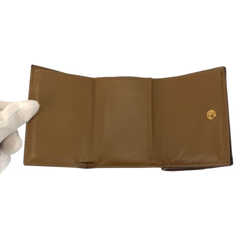 Fendi Zucca Baguette Micro Brown Gold Compact Wallet