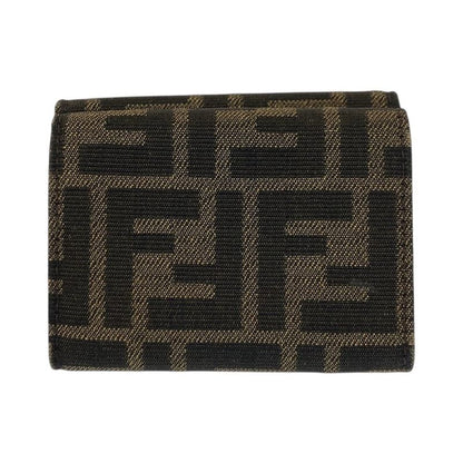 Fendi Zucca Baguette Micro Brown Gold Compact Wallet