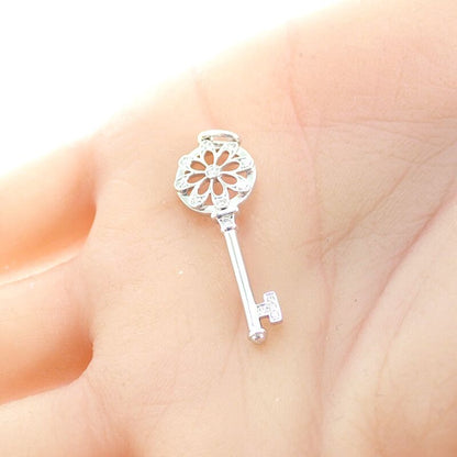 Tiffany & Co Floral Key Diamond Pendant Top 18k Gold