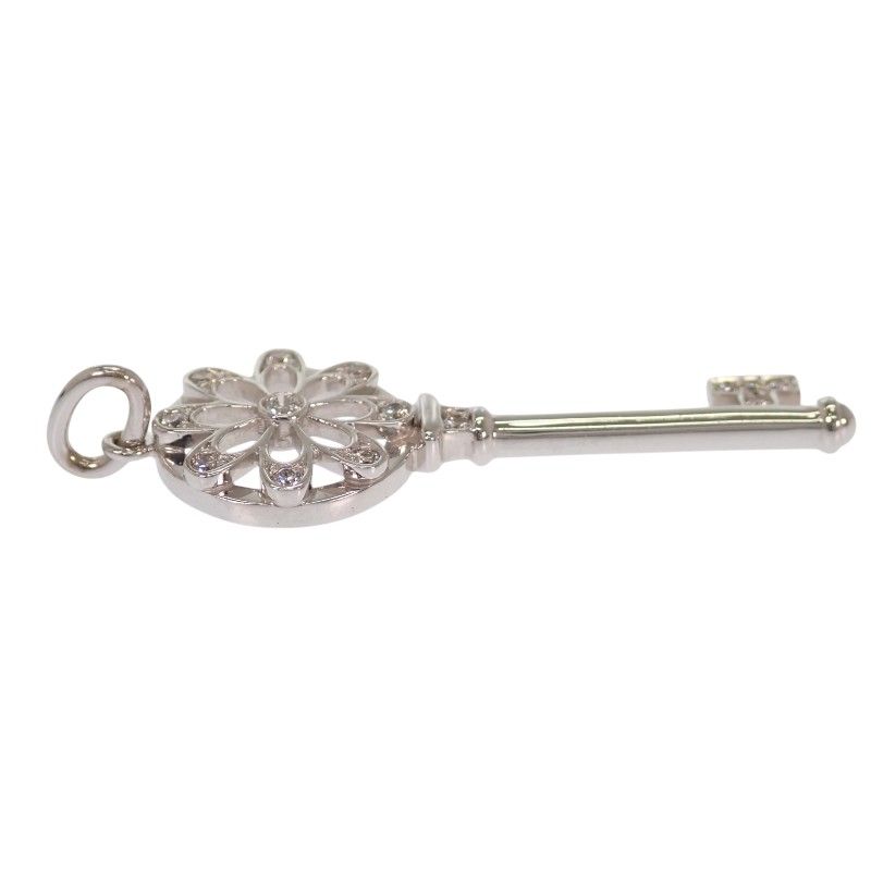 Tiffany & Co Floral Key Diamond Pendant Top 18k Gold