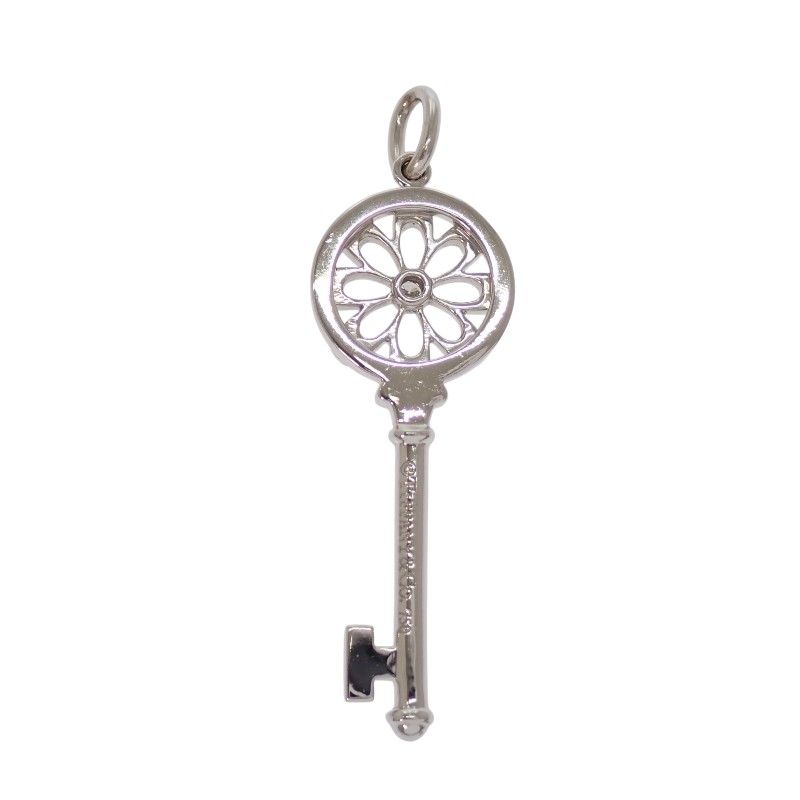 Tiffany & Co Floral Key Diamond Pendant Top 18k Gold