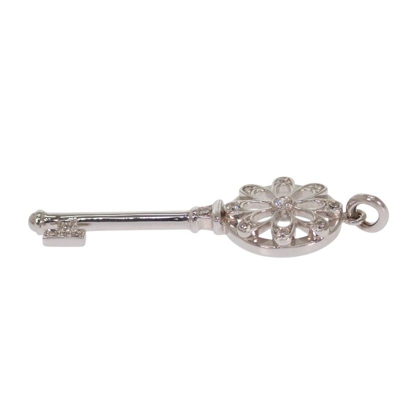 Tiffany & Co Floral Key Diamond Pendant Top 18k Gold