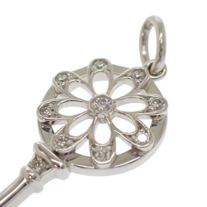 Tiffany & Co Floral Key Diamond Pendant Top 18k Gold