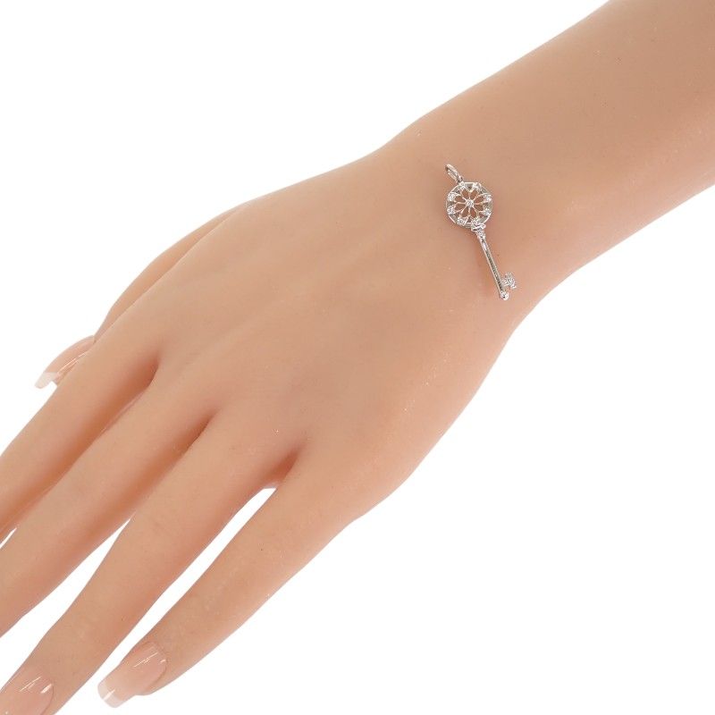 Tiffany & Co Floral Key Diamond Pendant Top 18k Gold