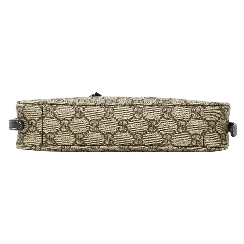 Gucci 2-Way Shoulder Bag GG Emblem Beige Black Pouch Small