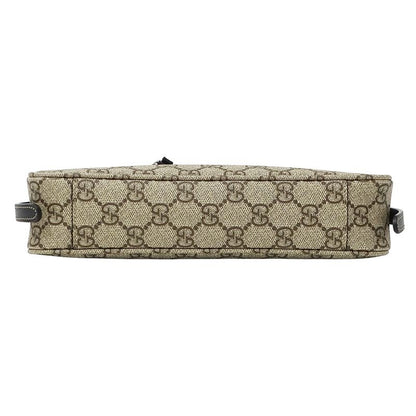 Gucci 2-Way Shoulder Bag GG Emblem Beige Black Pouch Small