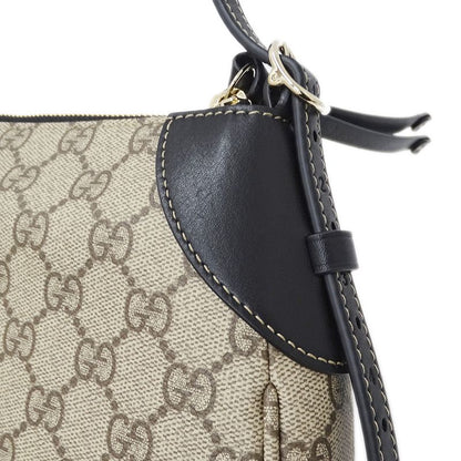 Gucci 2-Way Shoulder Bag GG Emblem Beige Black Pouch Small