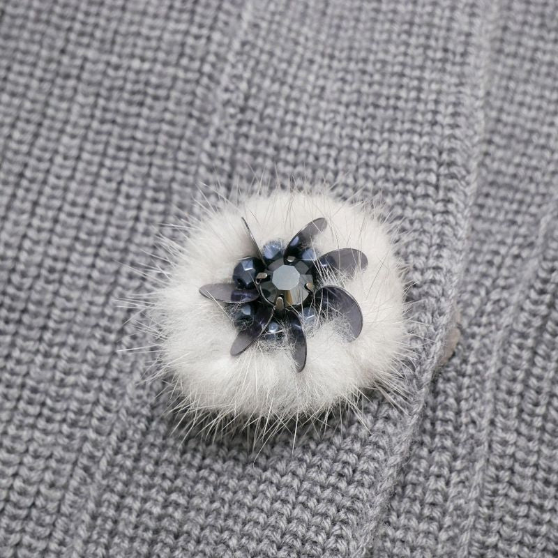 Dior Knit 42 Mink Decoration Cardigan