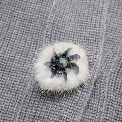 Dior Knit 42 Mink Decoration Cardigan