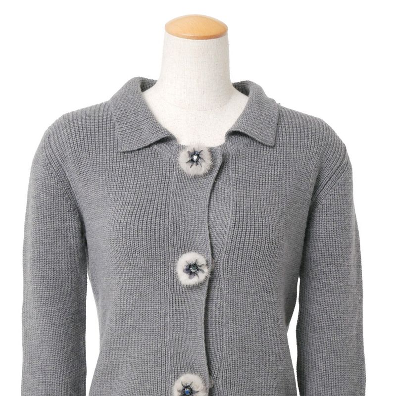 Dior Knit 42 Mink Decoration Cardigan