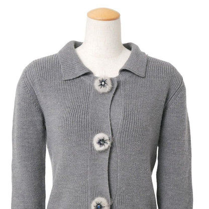 Dior Knit 42 Mink Decoration Cardigan