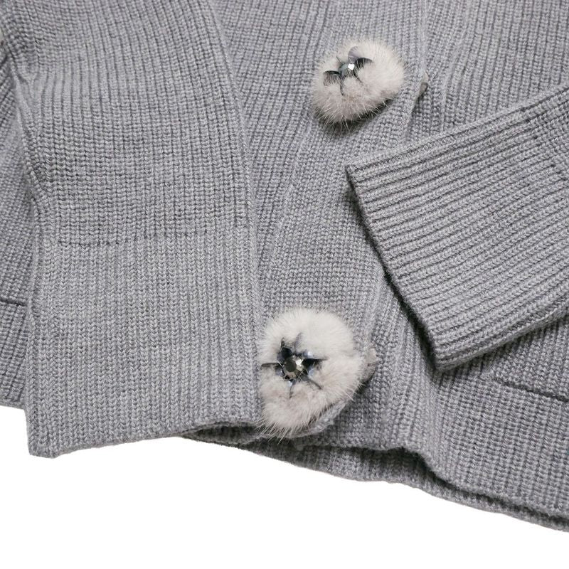 Dior Knit 42 Mink Decoration Cardigan