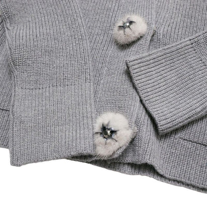 Dior Knit 42 Mink Decoration Cardigan