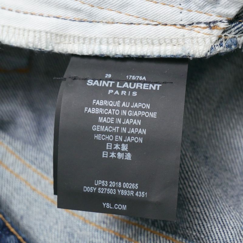 Saint Laurent Paris Denim Pants 29 Distressed Ankle Tapered Jeans