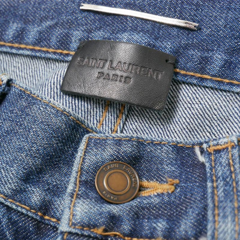 Saint Laurent Paris Denim Pants 29 Distressed Ankle Tapered Jeans