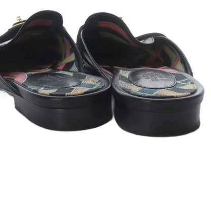 Hermes OZ Kelly Buckle Sandals Low Heel Leather 37.5 Black