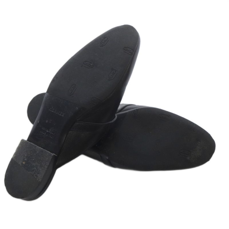 Hermes OZ Kelly Buckle Sandals Low Heel Leather 37.5 Black