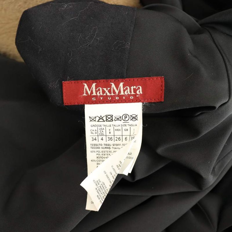 Max Mara Studio Reversible Coat Mid Length 38 Beige Black