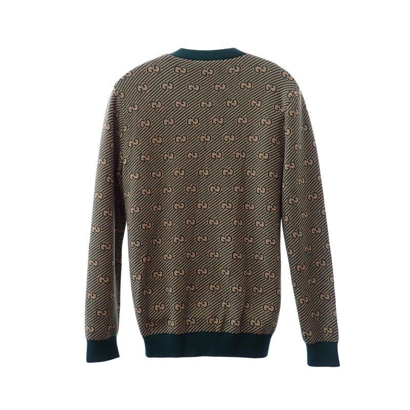 Gucci GG Striped Cardigan S Wool Cashmere Beige Green
