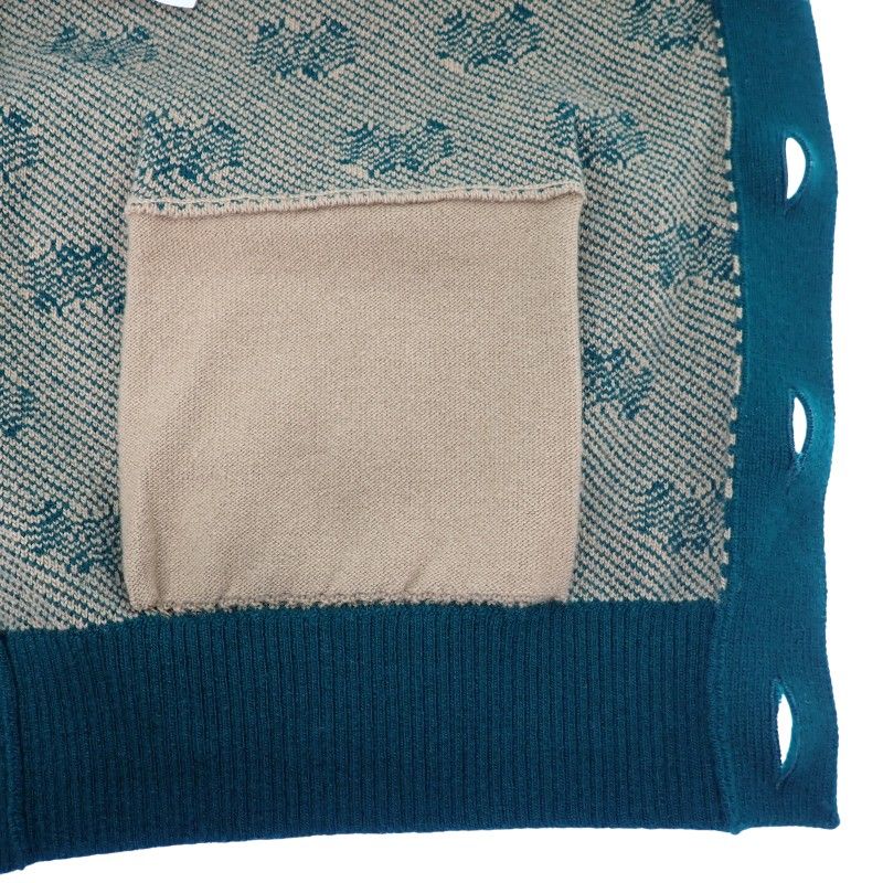 Gucci GG Striped Cardigan S Wool Cashmere Beige Green